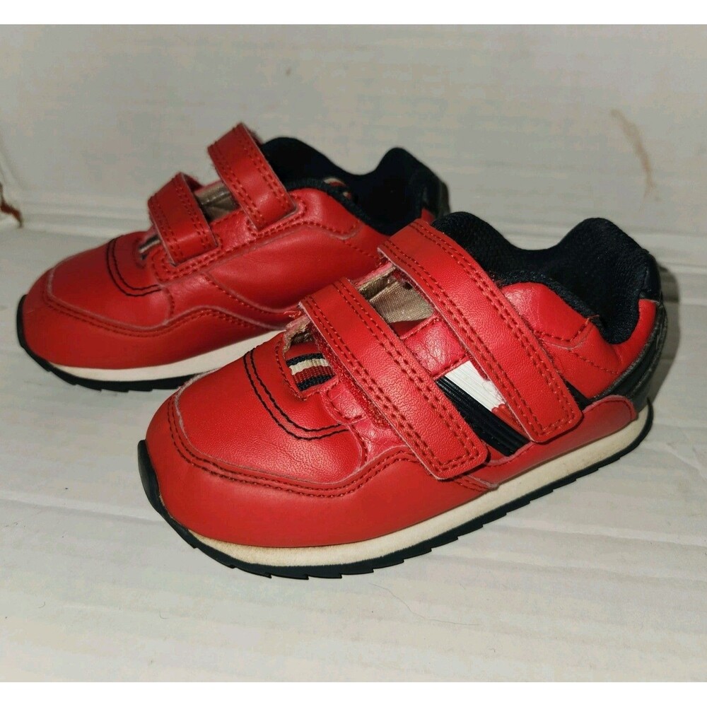 Tommy Hilfiger Athletic Sneakers Hook & Loop Toddler 7 Red Blue Play Shoes
